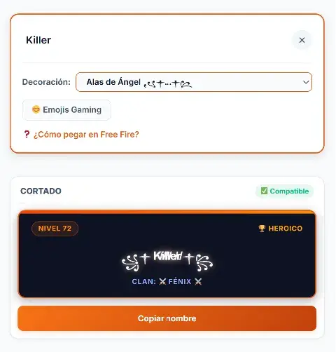 Paso 1: Escribe tu nombre o apodo en el generador de Free Fire