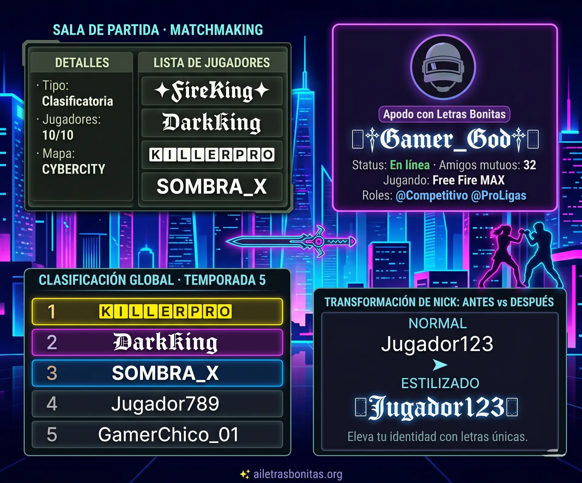 Letras aesthetic para juegos
