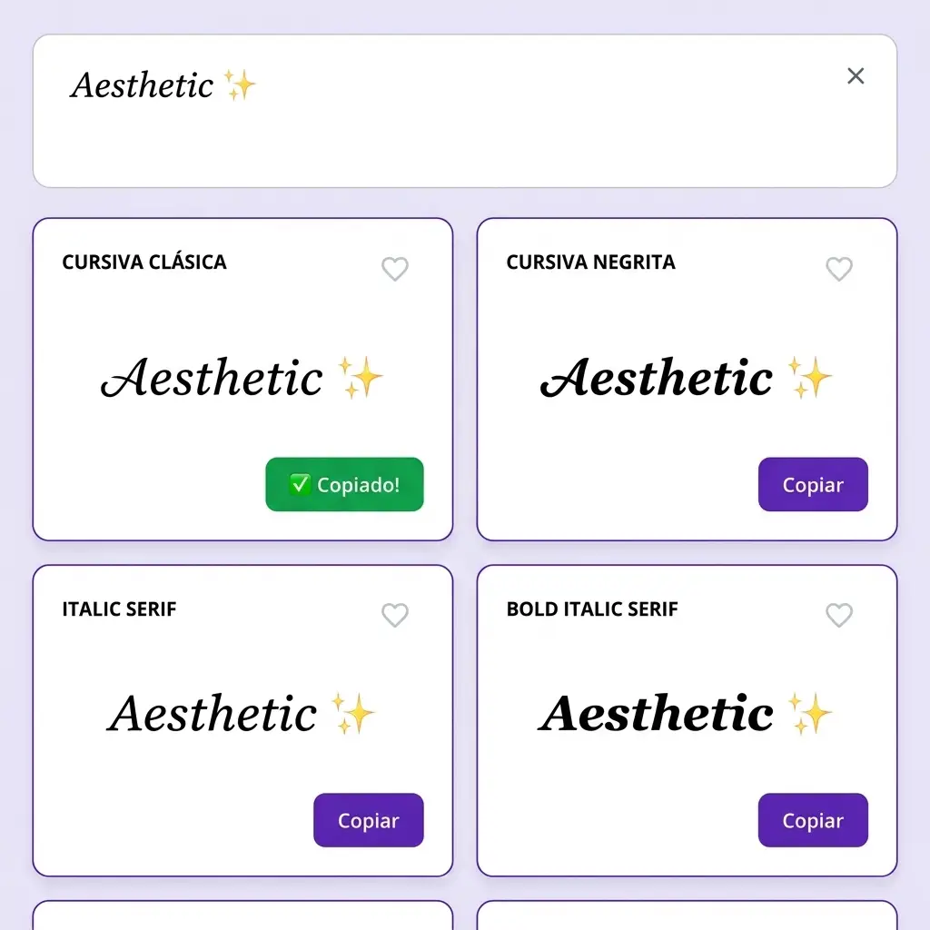 Paso 2: copiar letras aesthetic con un clic para pegarlas en Instagram o TikTok
