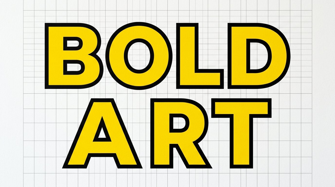 Tipografía de bloque grueso en negro y amarillo de estilo pop art contemporáneo