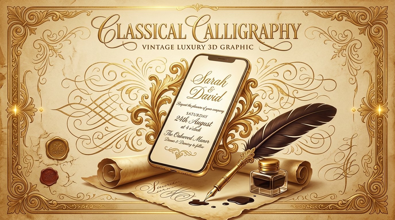 Conversor de letras de caligrafía y fuentes cursivas manuscritas para invitaciones de boda